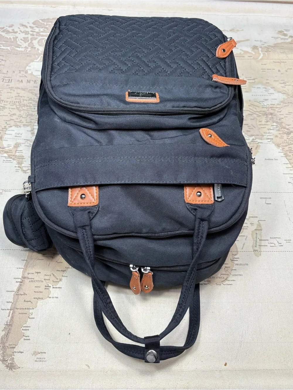 BabbleRoo Black Diaper Bag Backpack Changing Pad Pacifier Case Multi Pocket Baby